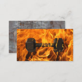 Fitness Trainer Burning Dumbbell Fire Gym Business Card (Front/Back)