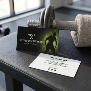 Fitness Trainer Business Black Muscle Card