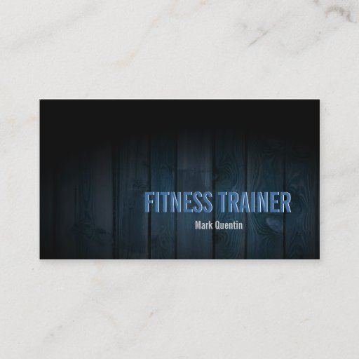 Customizable Fitness Trainer Business Card Dark Wood