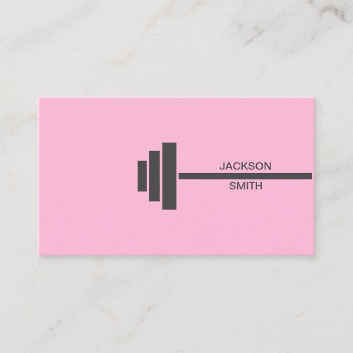 Fitness Trainer Coach Barbell Pink Business Card