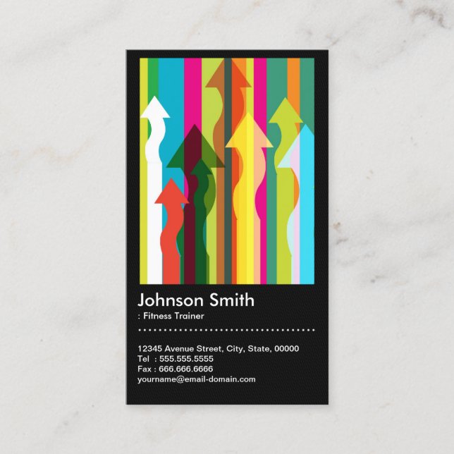 Fitness Trainer - Colorful & QR Code Business Card (Front)