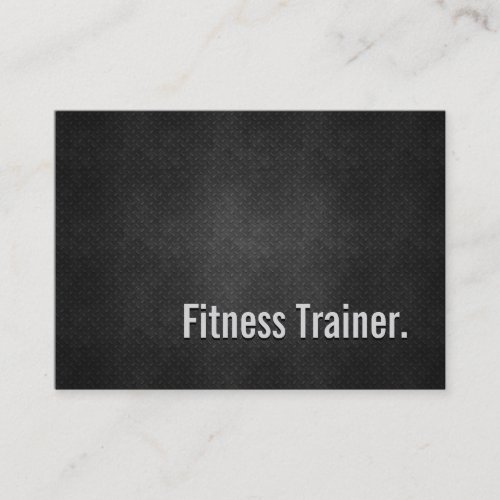 Fitness Trainer Cool Black Metal Simplicity Business Card