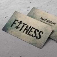 Fitness Trainer Cool Grunge Workout Bodybuilding Business Card