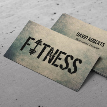 Fitness Trainer Cool Grunge Workout Bodybuilding Business Card by cardfactory at Zazzle