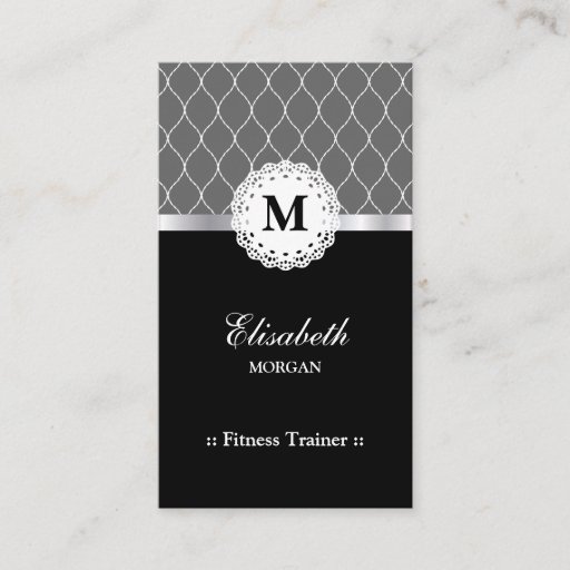 Customizable Fitness Trainer - Elegant Black Lace Pattern Business Card Templates
