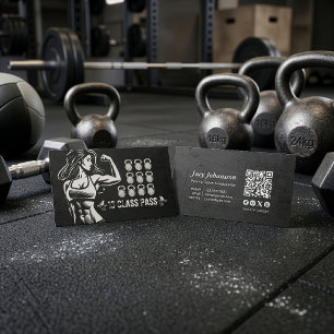 Fitness Trainer Gym Kettlebell Class Pass Loyalty Business Card