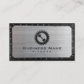 Fitness Trainer Industrial Metal Framed Faux Steel Business Card | Zazzle