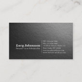 Fitness Trainer Minimal Black Silver Embossed Text Business Card (Back)
