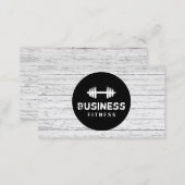 Fitness Trainer Modern Black Circle Wood Gym Business Card (Front/Back)