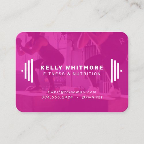 Fitness trainer modern bright pink photo business card