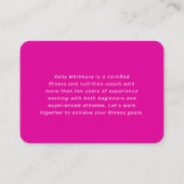 Fitness trainer modern bright pink photo business card (Back)