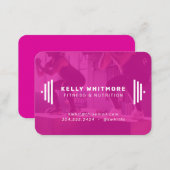 Fitness trainer modern bright pink photo business card (Front/Back)