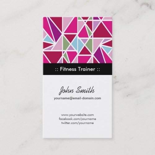 Fitness Trainer Pink Abstract Geometry Business Card