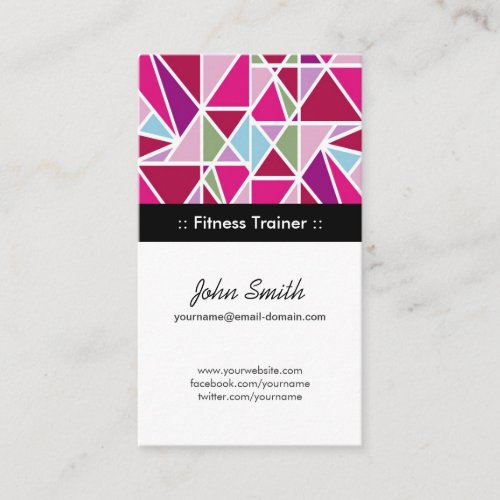 Fitness Trainer Pink Abstract Geometry Business Card Template