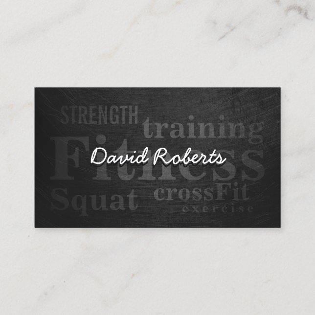 Fitness Trainer Professional Dark Business Card (Front)