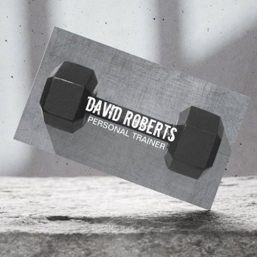 Customizable Fitness Trainer Professional Dumbbell Cool Metal Business Card