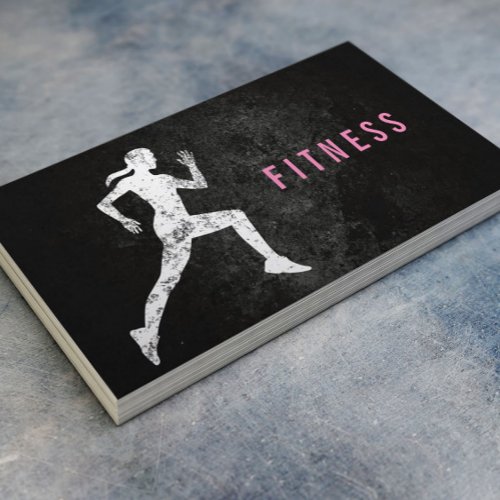 Fitness Trainer Running Girl Professional Business Card