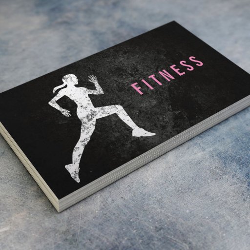 Customizable Fitness Trainer Running Girl Professional Business Card