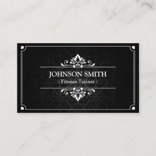 Customizable Fitness Trainer - Shadow of Damask Business Cards