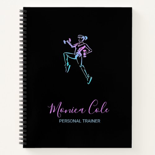 Fitness trainer silhouette black notebook