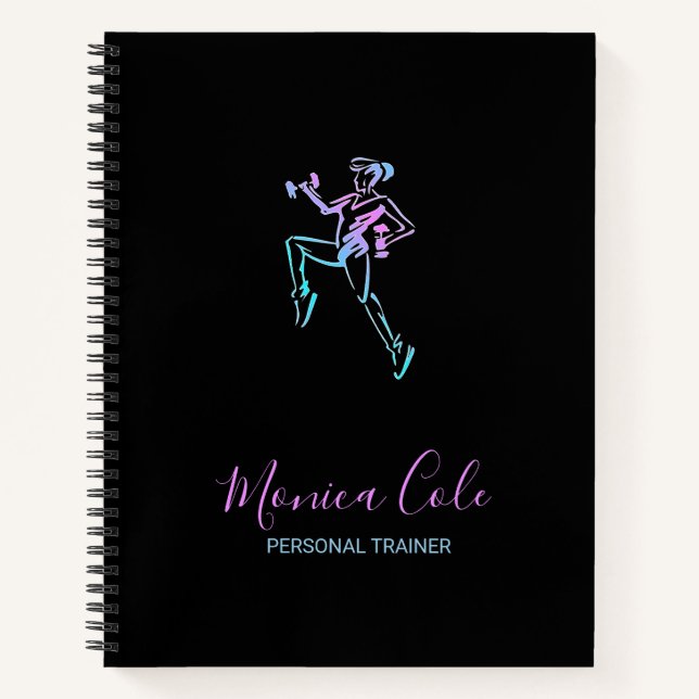 Fitness trainer silhouette black notebook (Front)