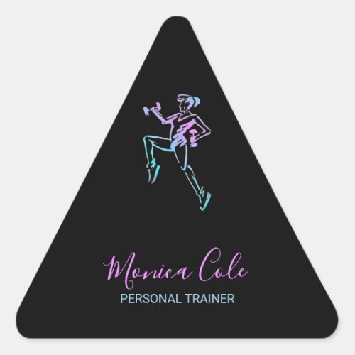 Fitness trainer silhouette black triangle sticker