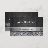 Fitness Trainer - Wood and Metal Look Business Card (Front/Back)
