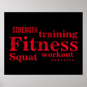 Fitness Training Cool Red Bold Texts GYM Workout Poster