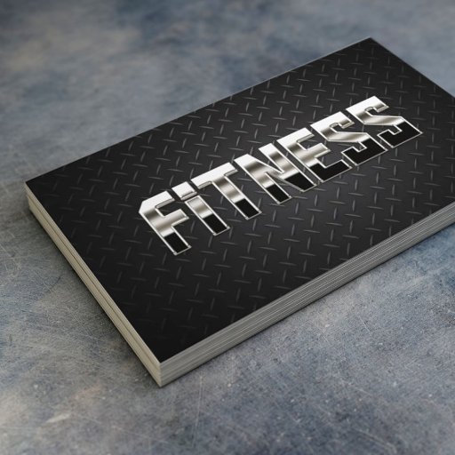 Customizable Cool Steel Sport Fitness Dark Metal Business Card
