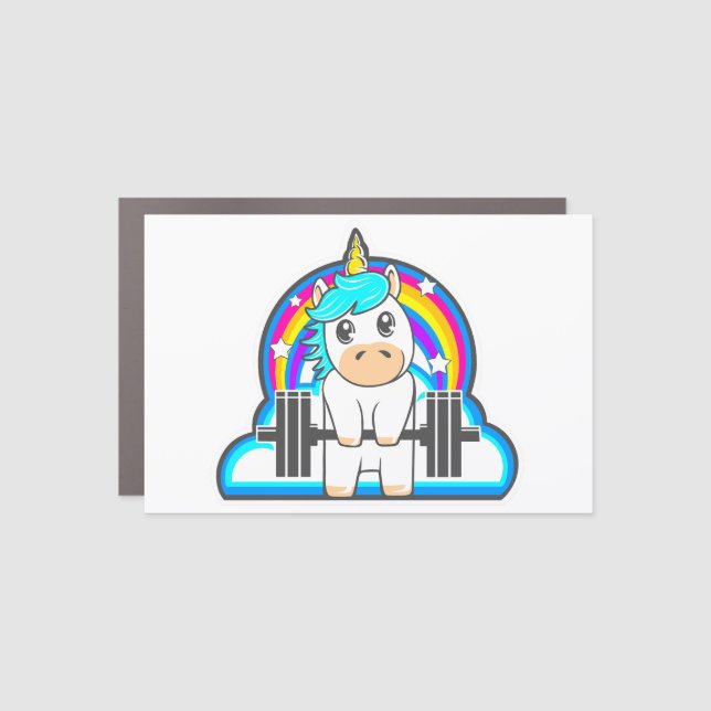Fitness unicorn  car magnet (Front)