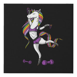 Fitness Unicorn Gym Workout Exercising Training Faux Canvas Print