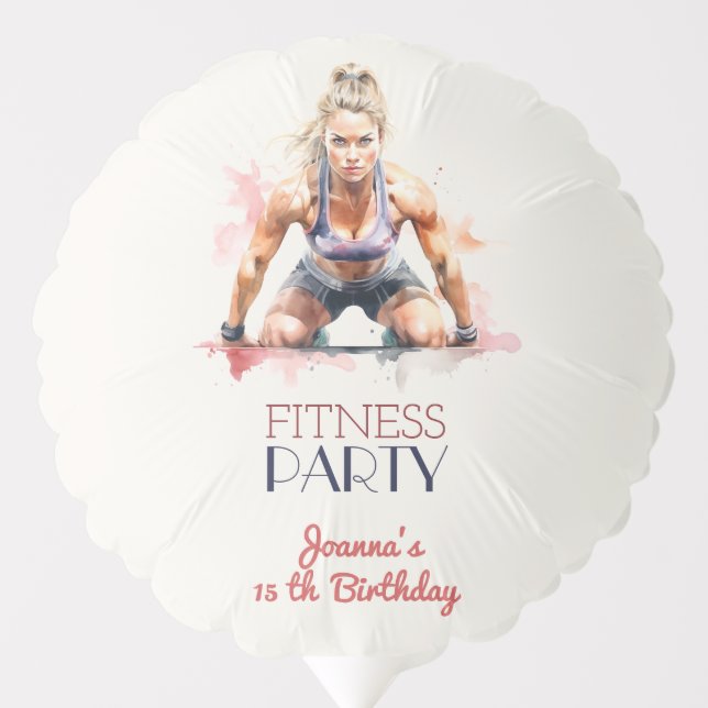 Fitness watercolor sport girl birthday party balloon (Front)