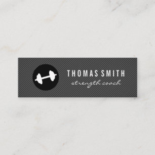 Fitness Weight Dark Gray Pin Stripe Pattern Mini Business Card