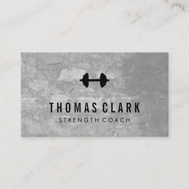 Fitness Weight Gray Texture Business Card (Front)