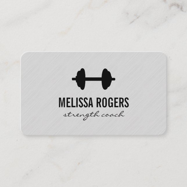 Fitness Weight Gray Texture Business Card (Front)