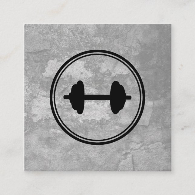Fitness Weight Gray Texture Square Business Card (Front)