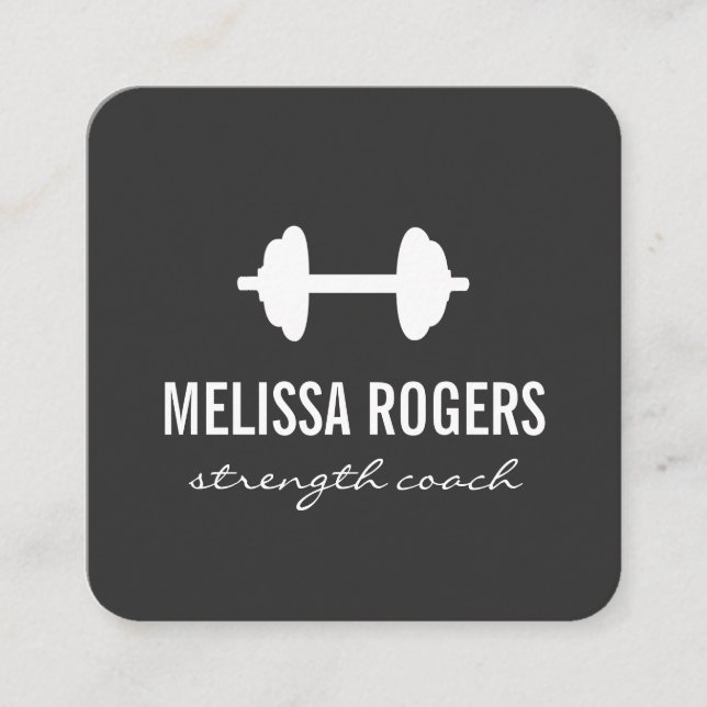 Fitness Weight Simple Gray Square Business Card (Front)