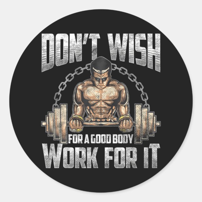 Fitness Weightlifting Barbell and Work Out Classic Round Sticker (Front)