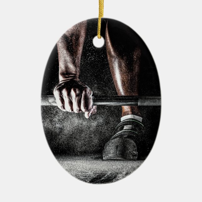 Fitness Weightlifting Gym Workout Ceramic Ornament (Front)