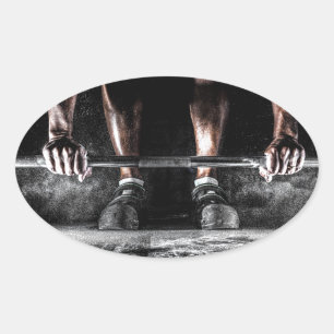 Fitness Weightlifting Gym Workout Oval Sticker
