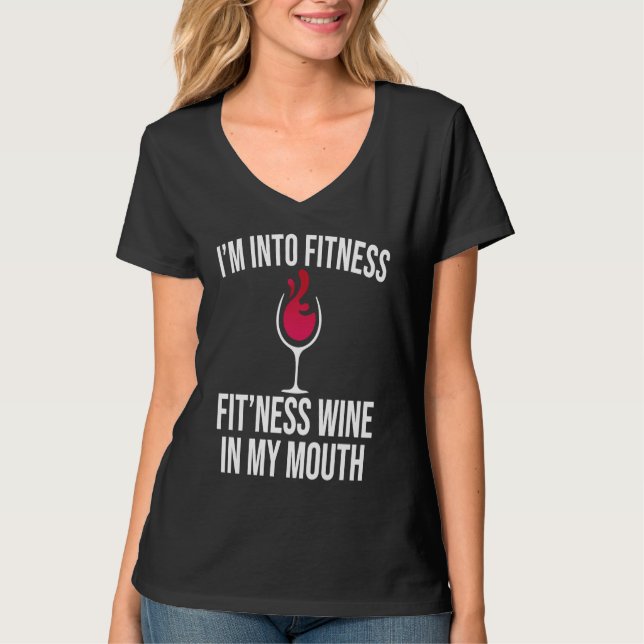 Fitness Wine In Mouth Drinking  Drinker Sayings Gr T-Shirt (Front)