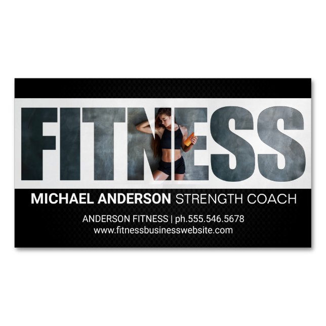 Fitness | Woman at the Gym Business Card Magnet (Front)