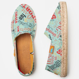 Fitness Word Cloud Red/Black/Optional Blue ID284 Espadrilles