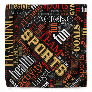 Fitness Word Cloud Red/White ID284 Bandana
