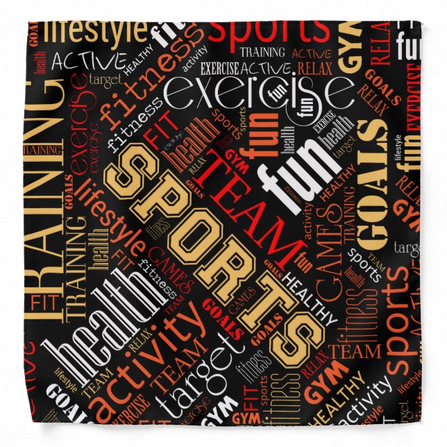 Fitness Word Cloud Red/White ID284 Bandana (Front)