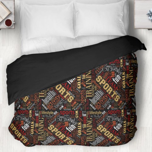 Fitness Word Cloud RedWhite ID284 Duvet Cover