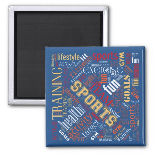 Fitness Word Cloud RedWhite ID284 Magnet