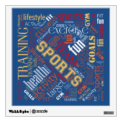 Fitness Word Cloud RedWhite ID284 Wall Sticker