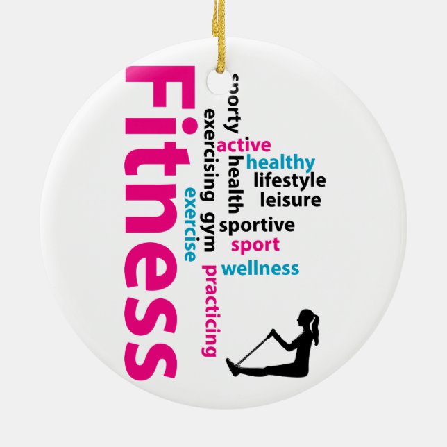 Fitness words ceramic ornament (Back)