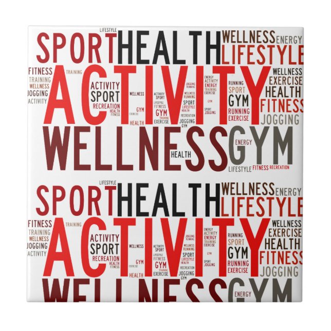 Fitness words ceramic tile (Front)